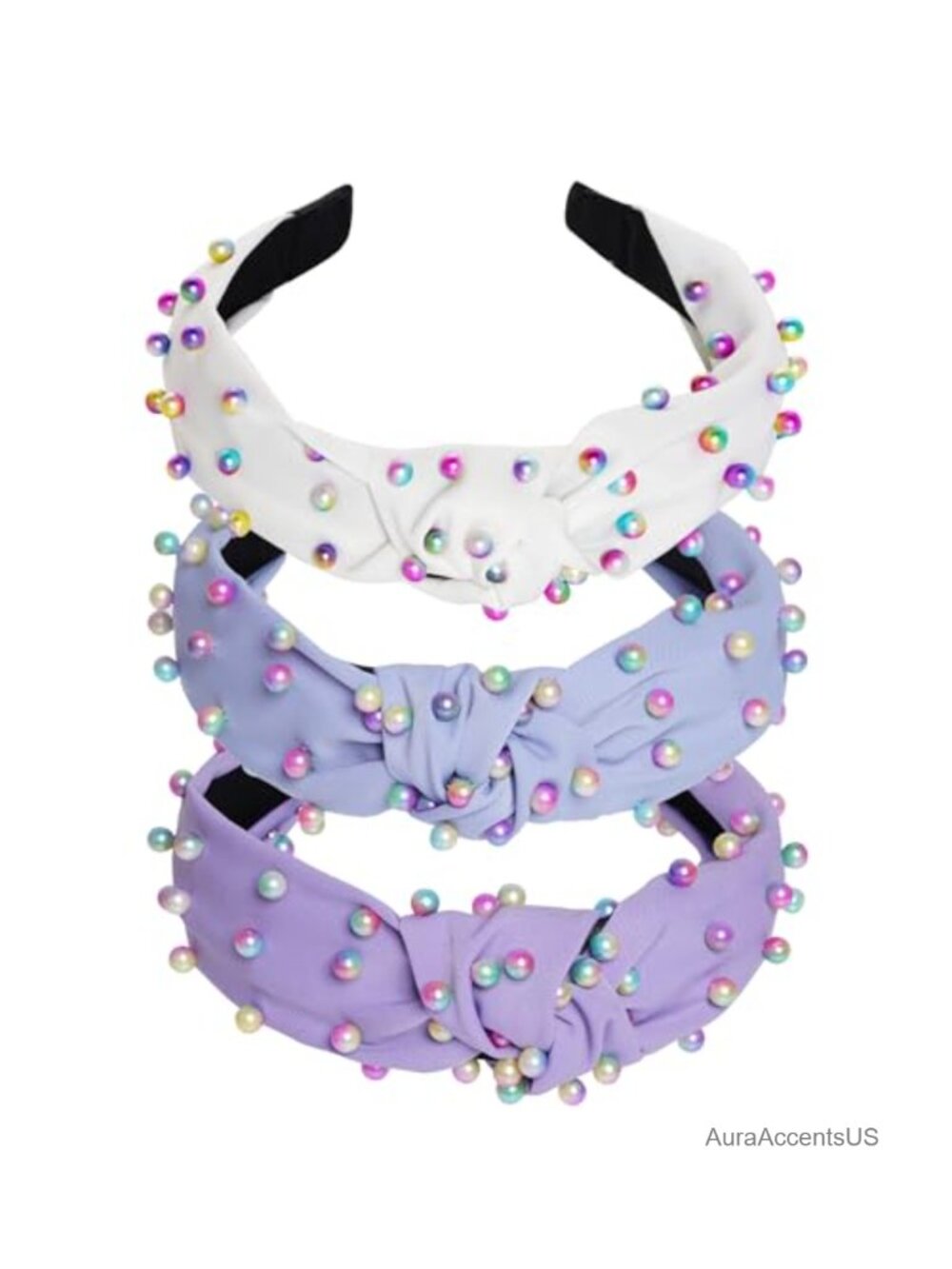 3 Pc Faux Pearl Knotted Headbands Women Hair Accessories